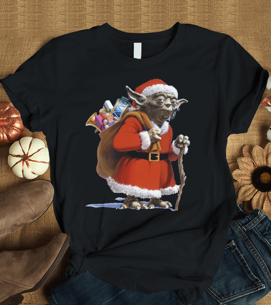 Santa Yoda Holiday Gift Sack Merry Jedi Christmas T-Shirt