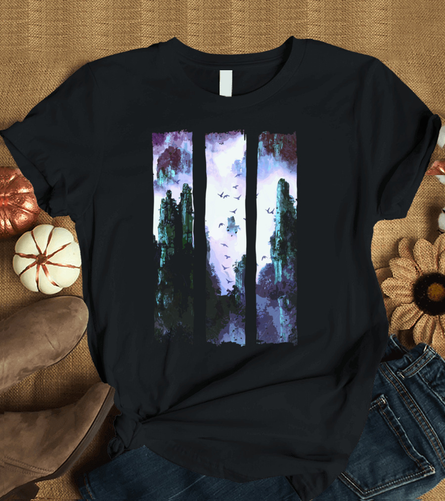Chinese Mountain Landscape With Birds T-Shirt