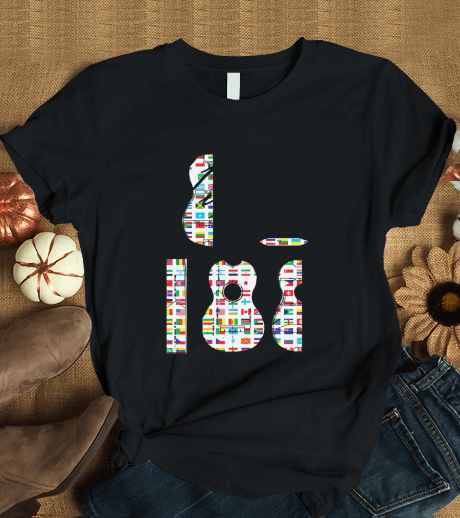 I Play the Ukulele World Flag Collage Ukulele Players T-Shirt
