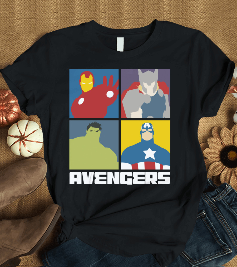 Avengers Iron Man Thor Hulk Captain America Minimal Panels T-Shirt