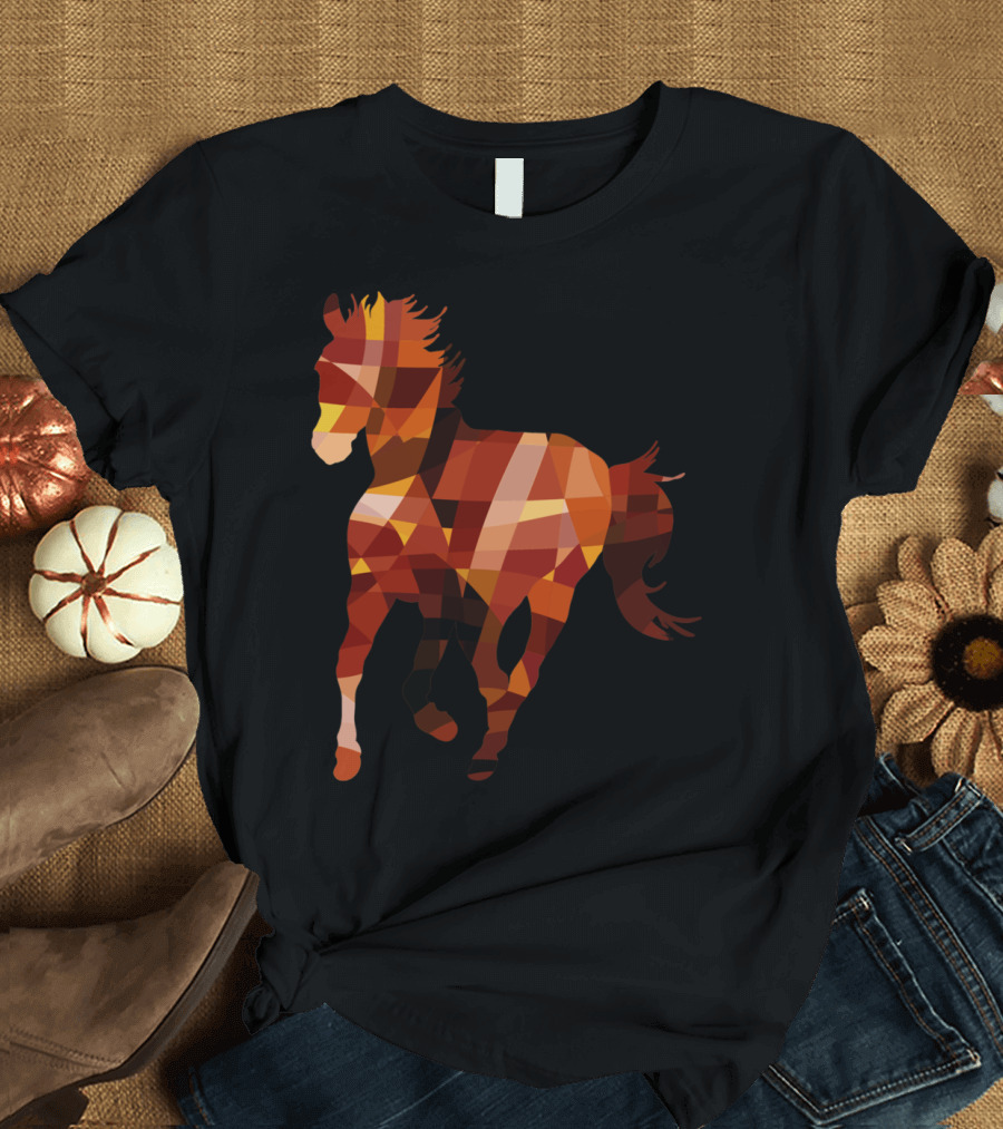 Geometric Wild Horse Polygonal Pattern Bold Equine T-Shirt