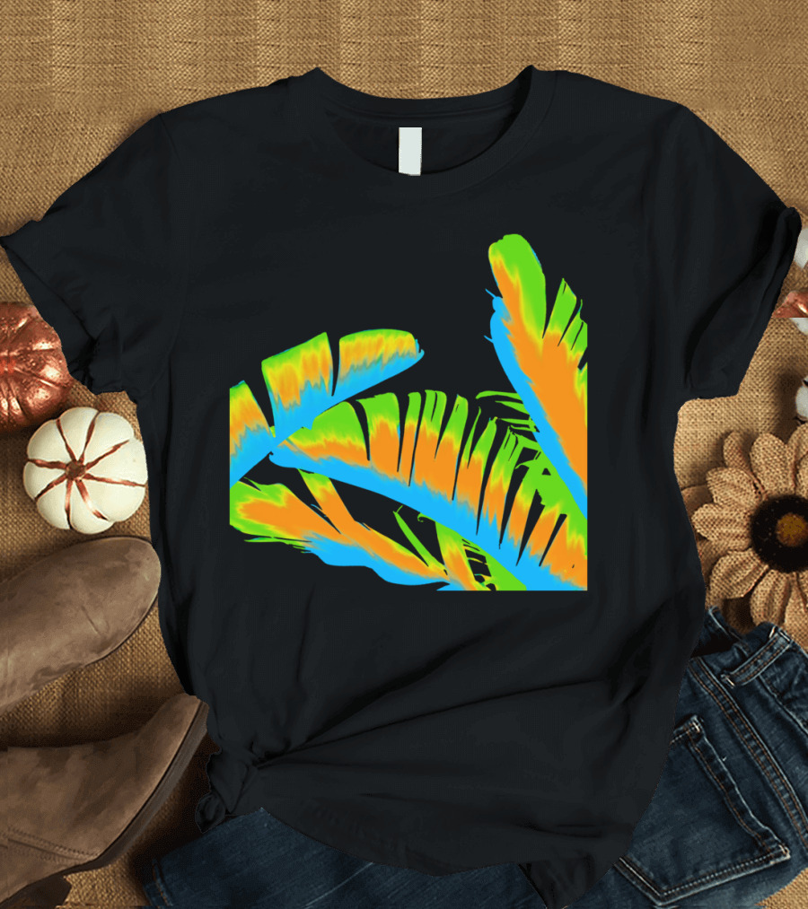 Tropical Colored Banana Leaves Bright Neon Palette T-Shirt