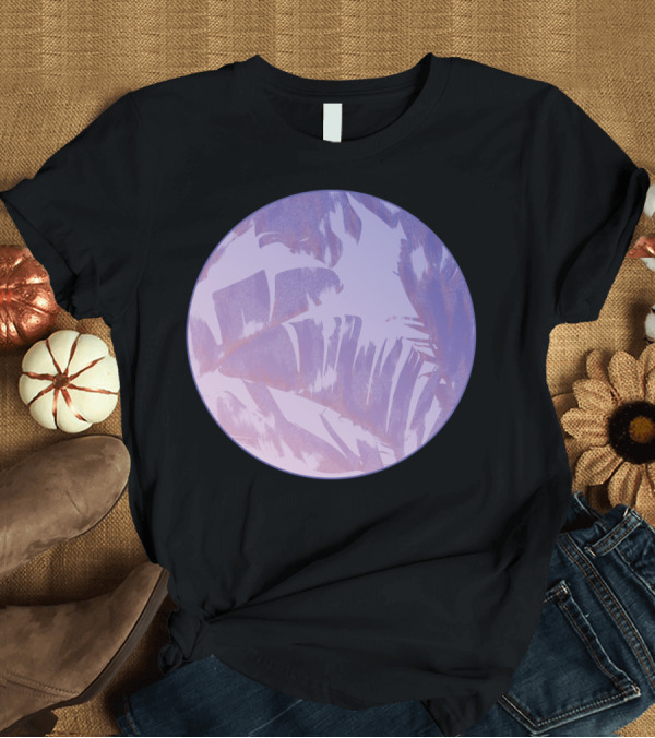 T-Shirt: Tropical Sunset Banana Leaves Circle T-Shirt Tropical Sunset Banana Leaves Circle T-Shirt