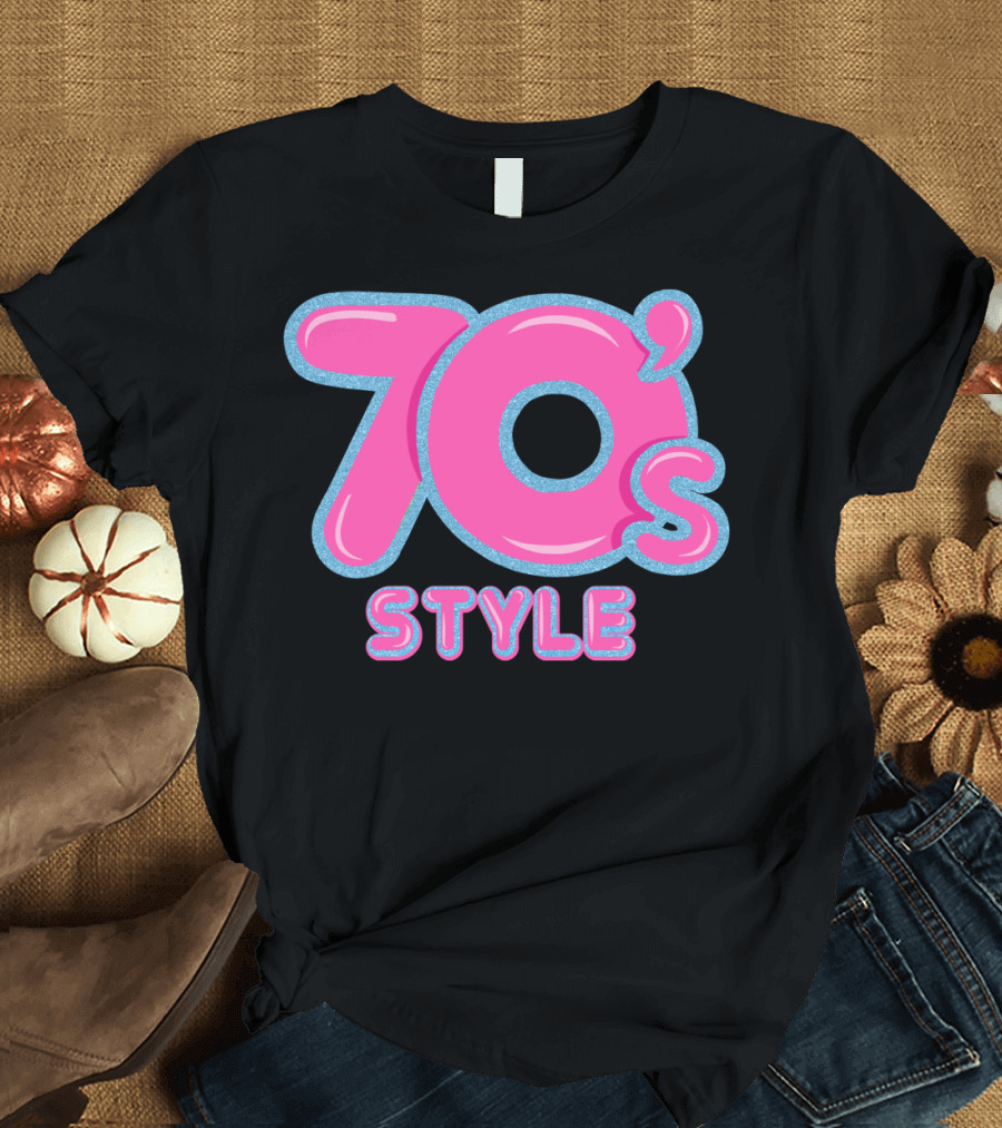 70s Style in Pink Glitter Letters T-Shirt