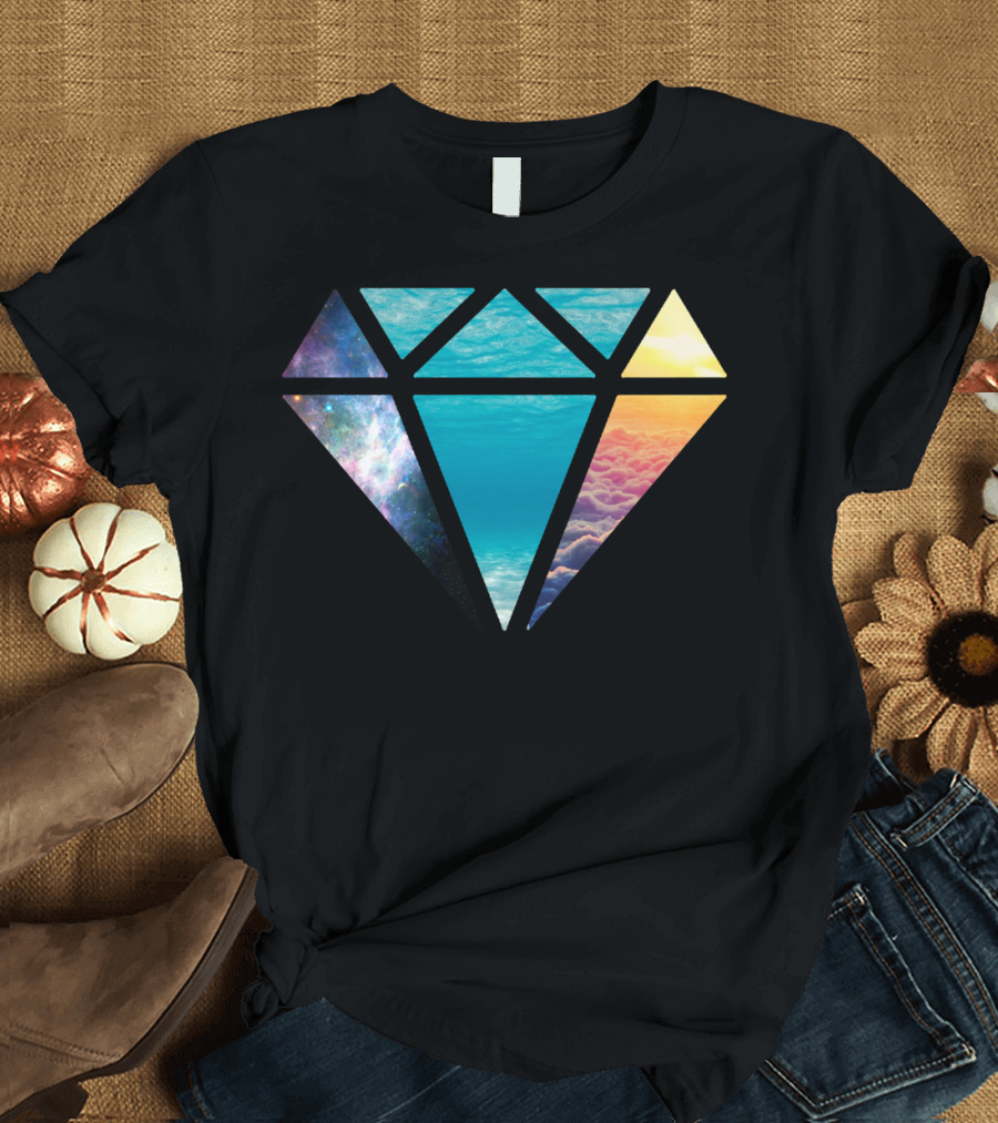 Diamond In The Rough Ocean Sky Galaxy Clouds T-Shirt