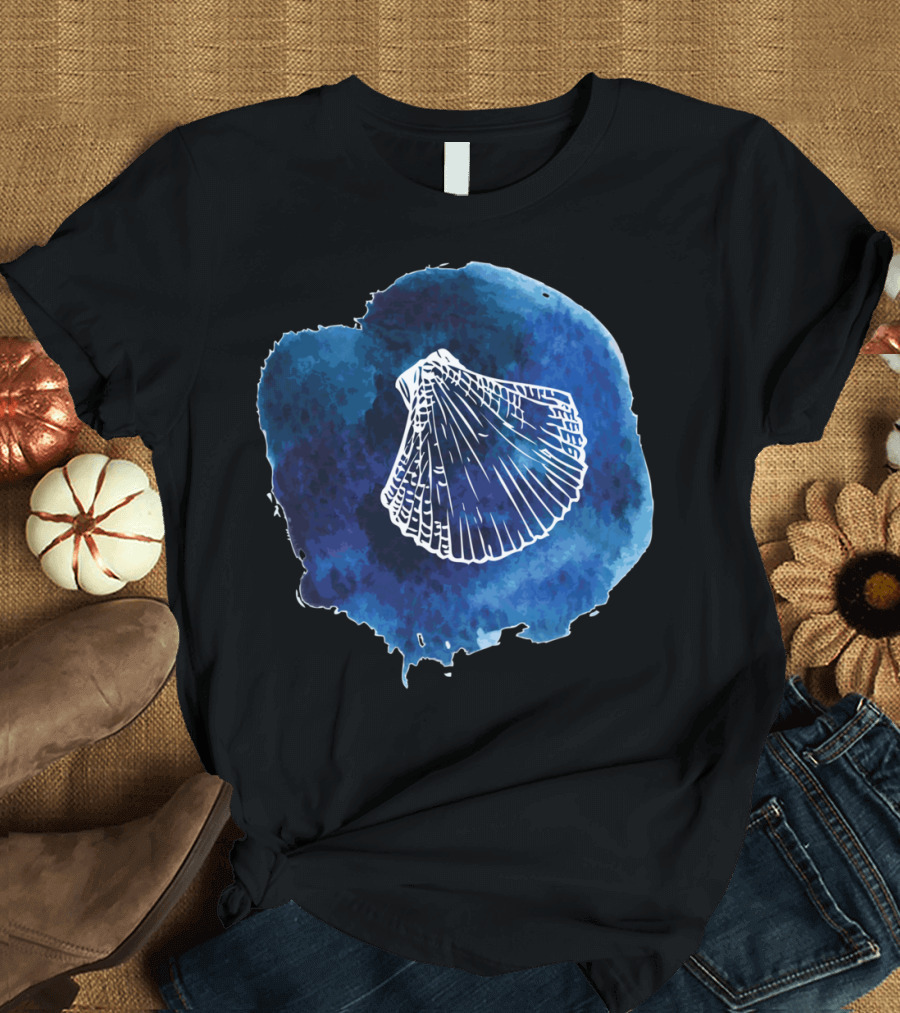 Seashell Watercolor Waves Summer T-Shirt