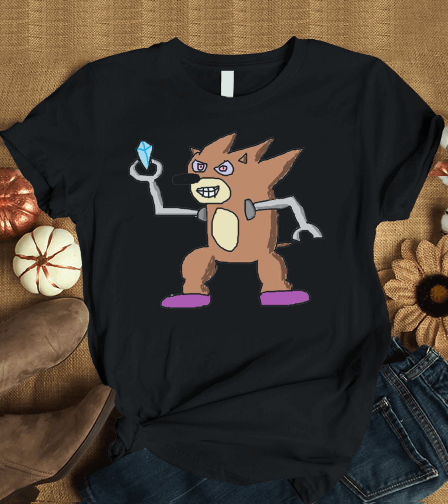 Josh The Hedgehog Robotic Character Holding Blue Gem T-Shirt