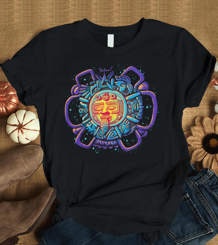 Aztec Sun God Glyph Psychedelic T-Shirt
