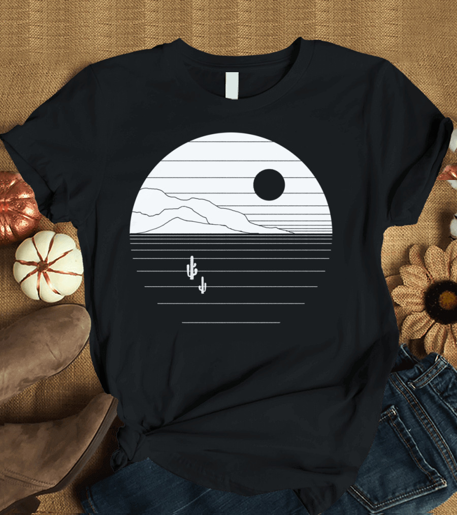 A Hole In The Moon Cactus Desert Minimalist Sunset T-Shirt