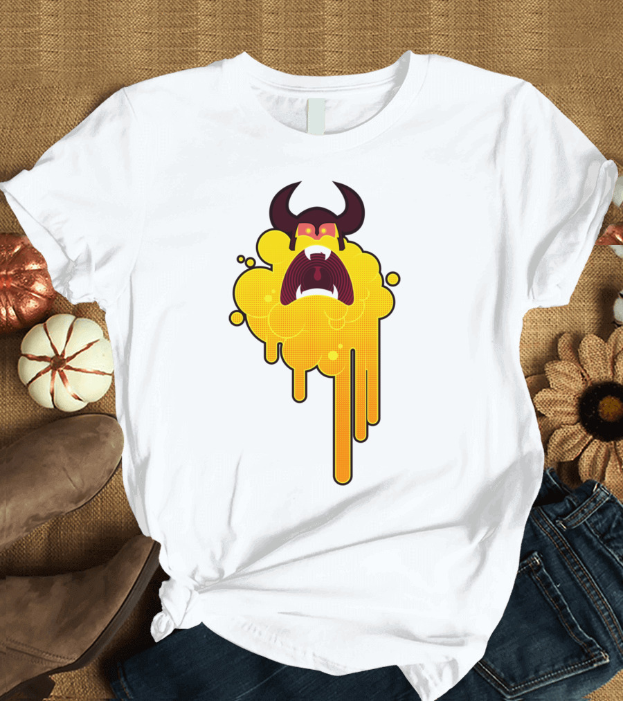 Kaunan Phone Dripping Demon Face With Horns T-Shirt