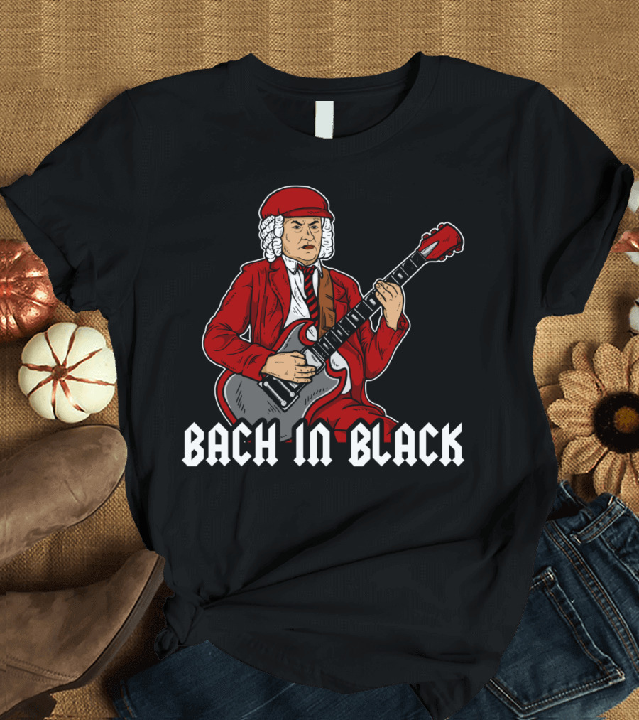 Bach In Black Guitar Rock T-Shirt