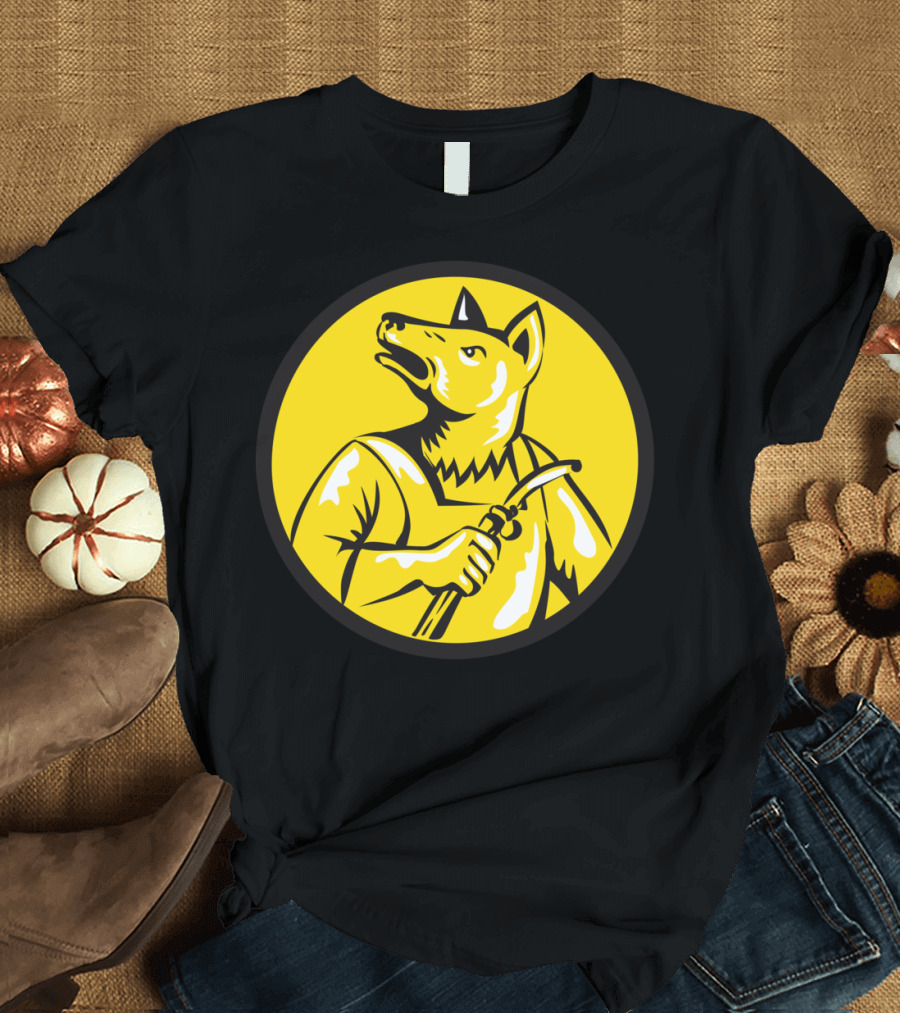 Dingo Dog Welder Circle Retro Iconic Yellow Black T-Shirt