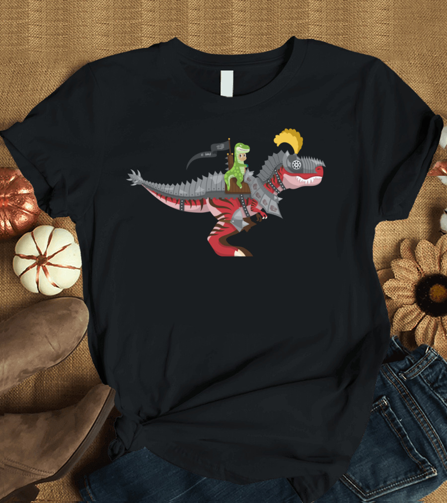 Dino Knight T Rex II Armored Dinosaur Rider T-Shirt