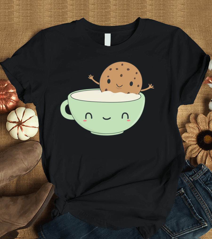 Cute Cookie And Milk Happy Friends T-Shirt