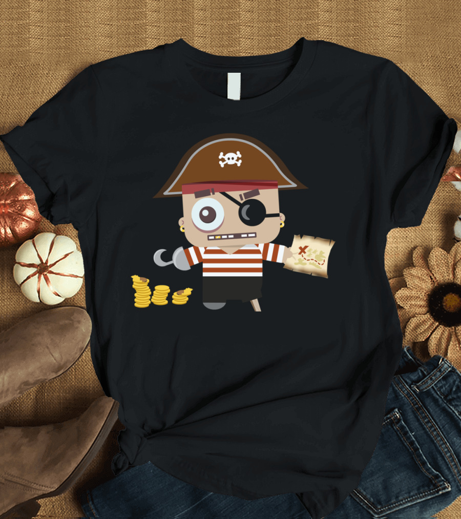 Aarr A Pirate with Treasure Map and Coins T-Shirt