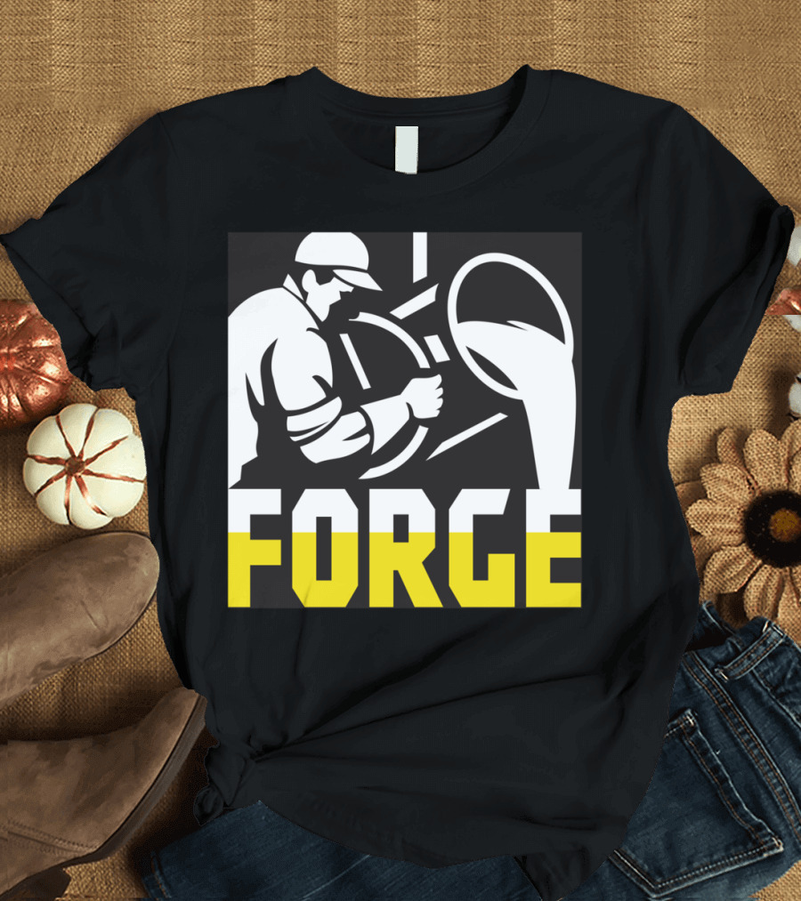Forge Foundry Worker Pouring Molten Metal Square R T-Shirt