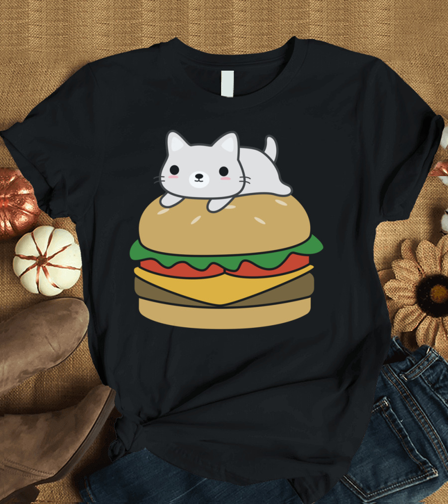 Cute Hamburger Cat on Bun T-Shirt