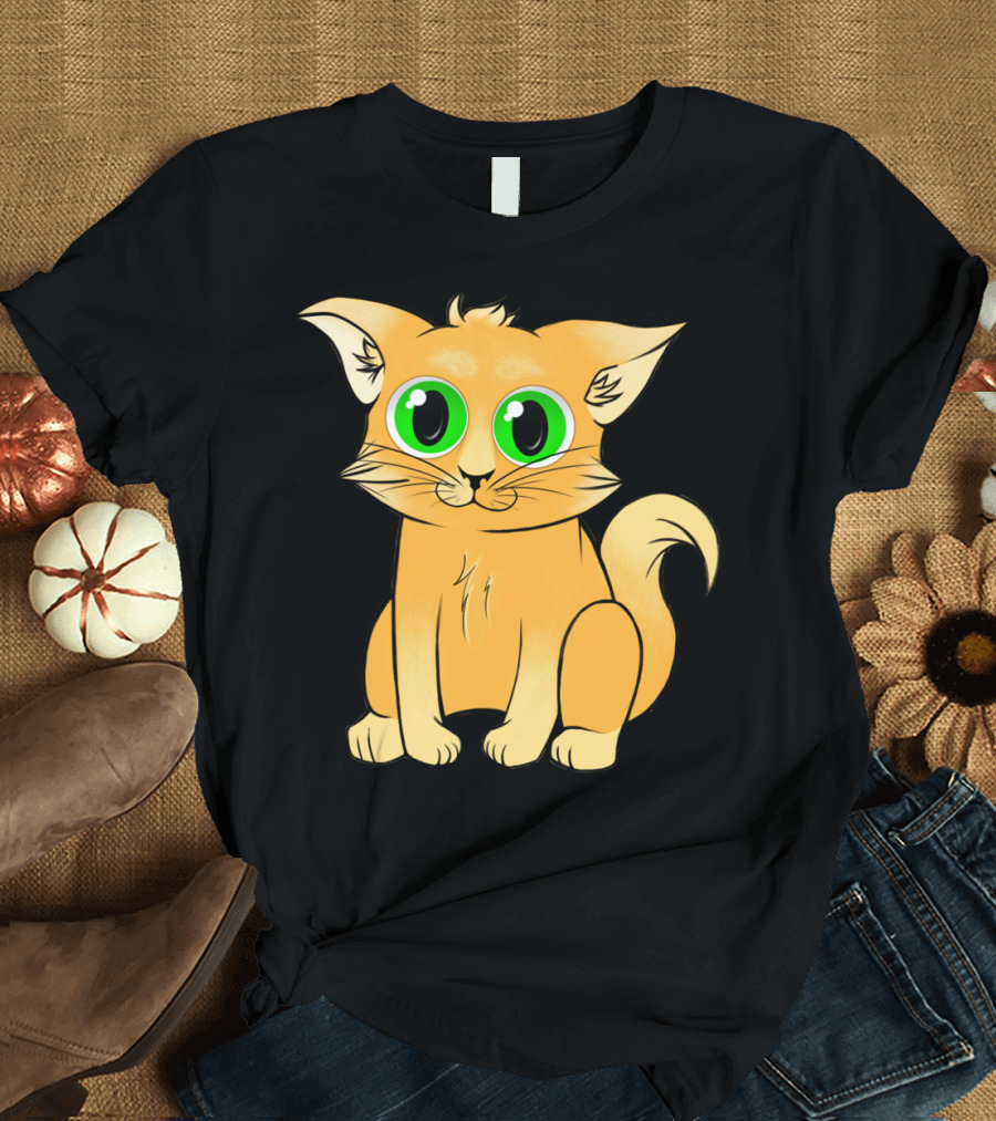 Cute Kitten Green Eyes Orange Fur T-Shirt