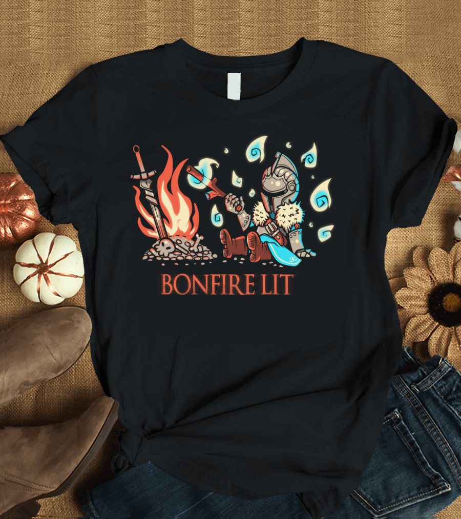 Bonfire Lit Cute Warrior by the Bonfire T-Shirt