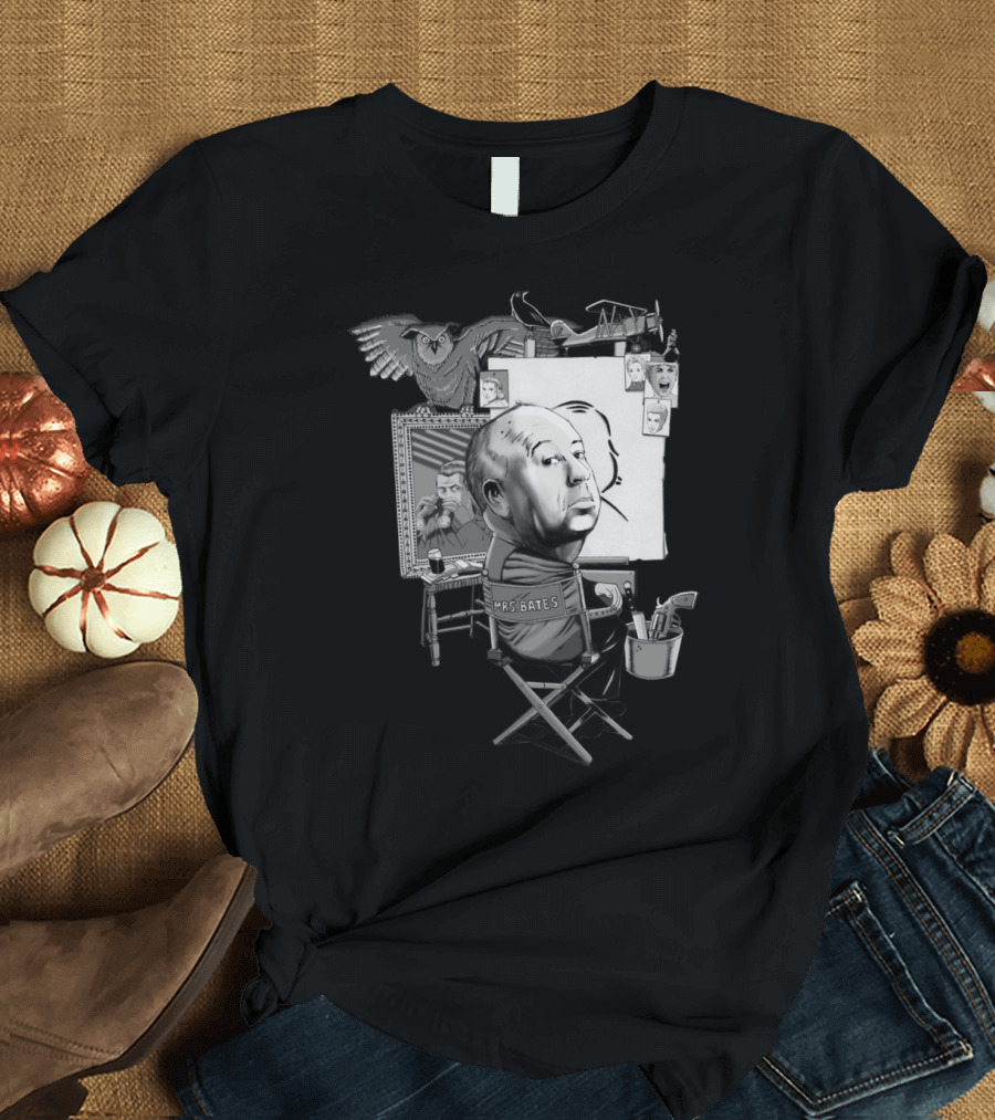 Sir Alfred J Mrs Bates Director Chair With Owl and Mirror T-Shirt