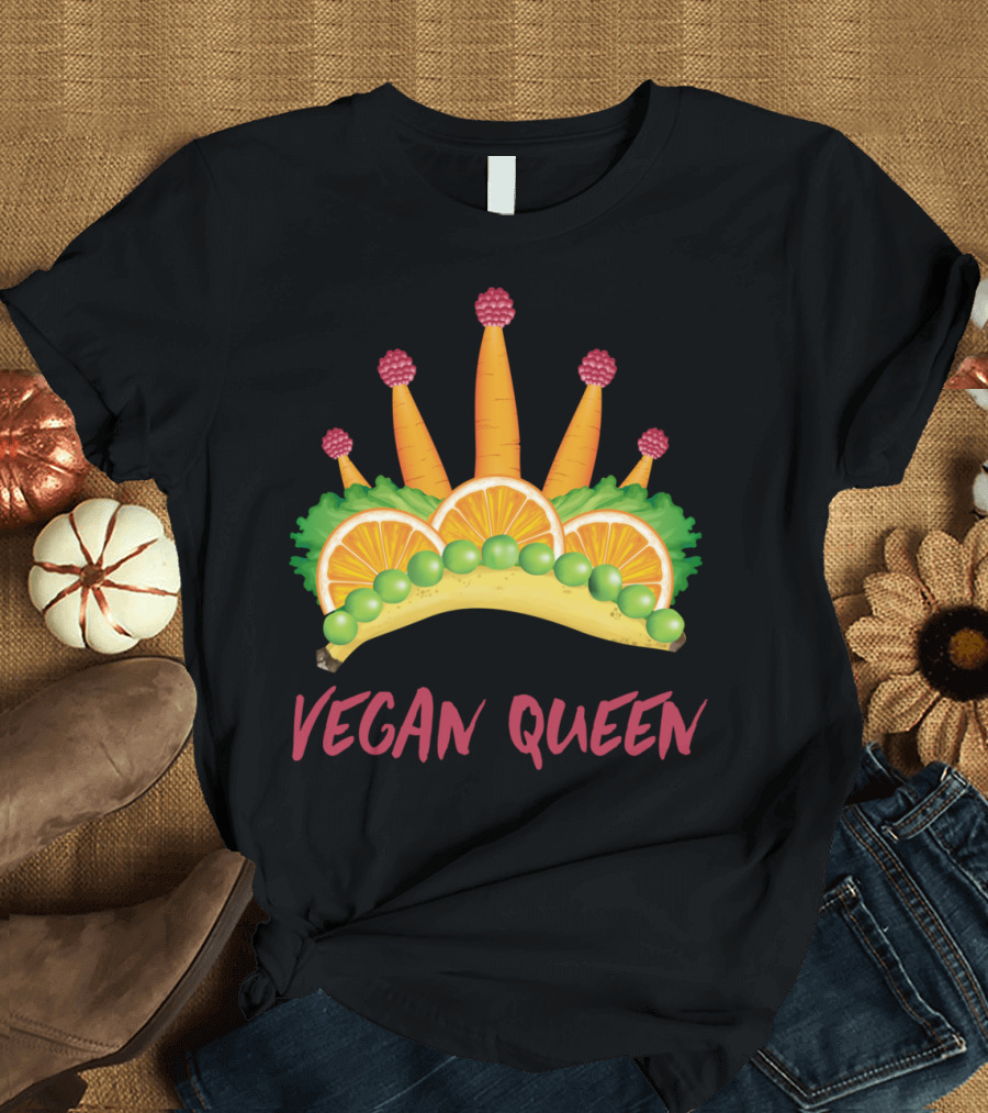 VEGAN QUEEN Fruit and Vegetable Crown T-Shirt