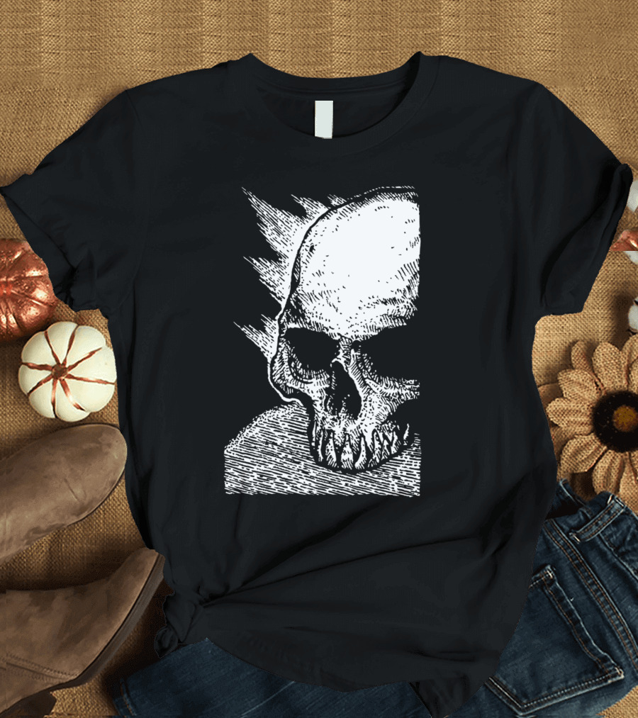 Skull And Dark T Monochrome Illustration T-Shirt