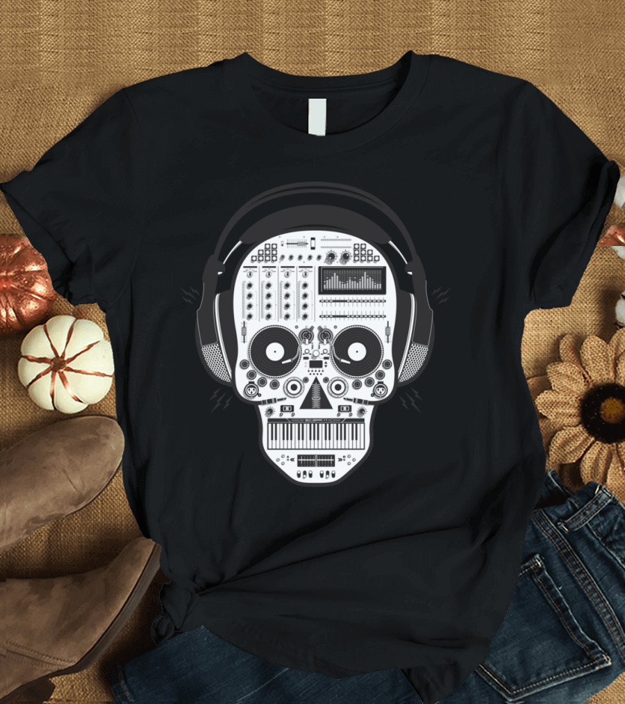 Skull DJ Mixing Console Headphones T-Shirt