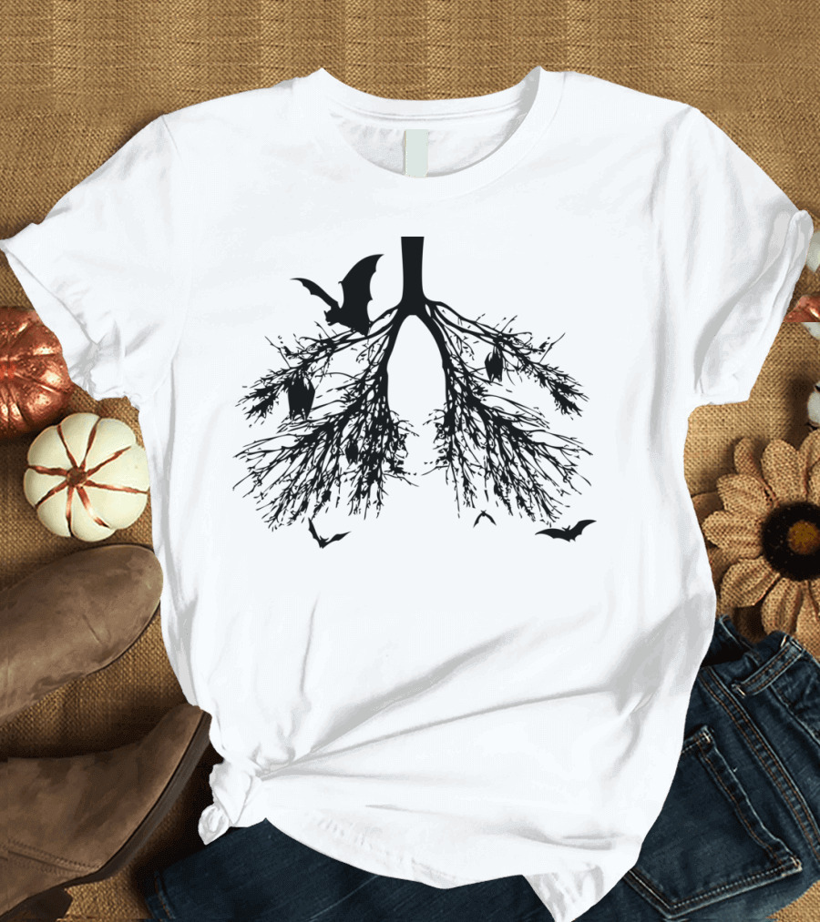 Bats In My Lungs Lungs Trees and Flying Bats Dark T-Shirt