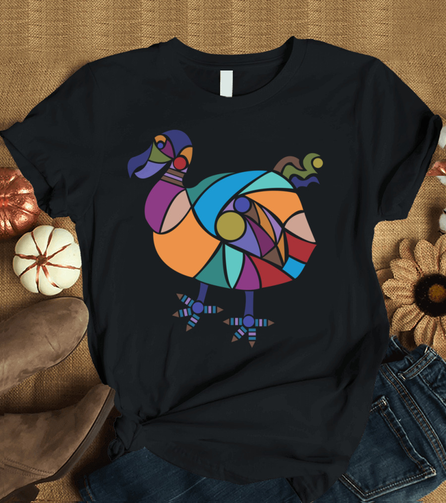 Dodo Bird Geometric Pattern Multicolor T-Shirt