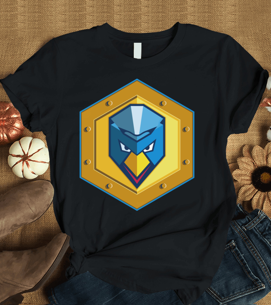 Cyber Punk Chicken Hexagon Emblem Face T-Shirt