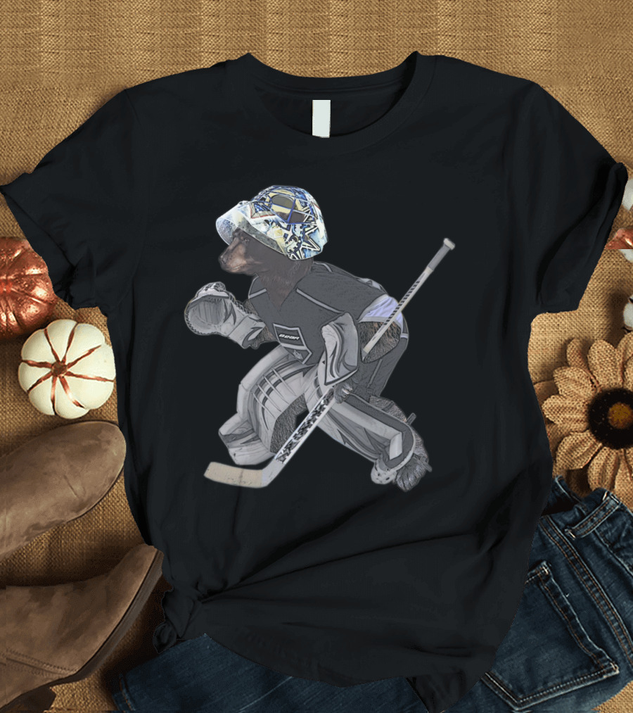 Hockey Bear Goalkeeper Helmet and Gear T-Shirt