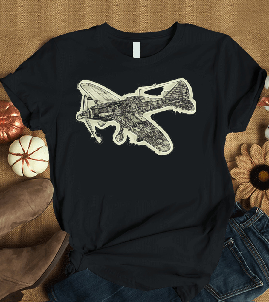 Aero Project Detailed Airplane Blueprint T-Shirt
