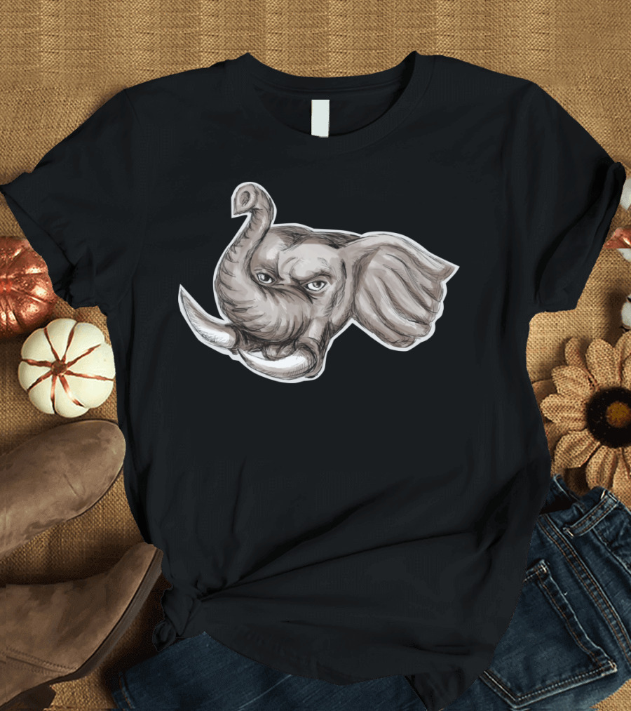 African Elephant Head Watercolor Sketch T-Shirt