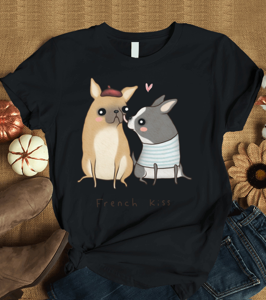 French Kiss Dogs with Beret and Striped T-Shirt