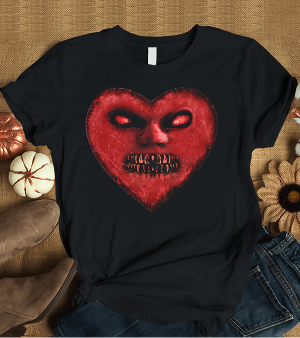T-Shirt: Evil Heart Dark Red Grinning Face T-Shirt Evil Heart Dark Red Grinning Face T-Shirt