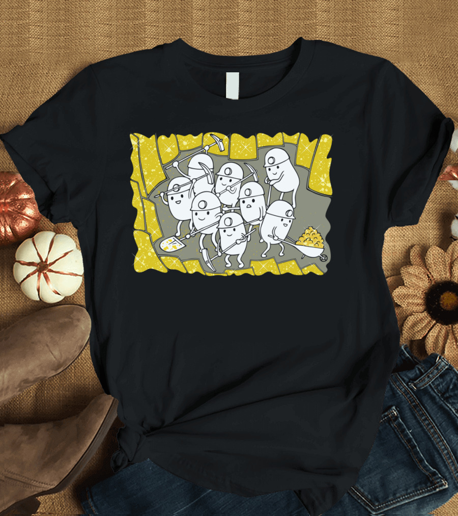 Gold Mining Cartoon Diggers with Gold Nuggets in Cave T-Shirt