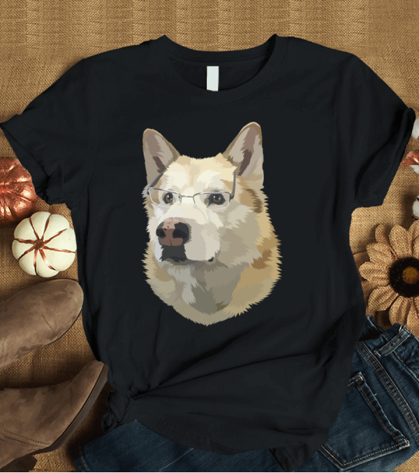 T-Shirt: Smart Boy Husky Wearing Glasses T-Shirt Smart Boy Husky Wearing Glasses T-Shirt