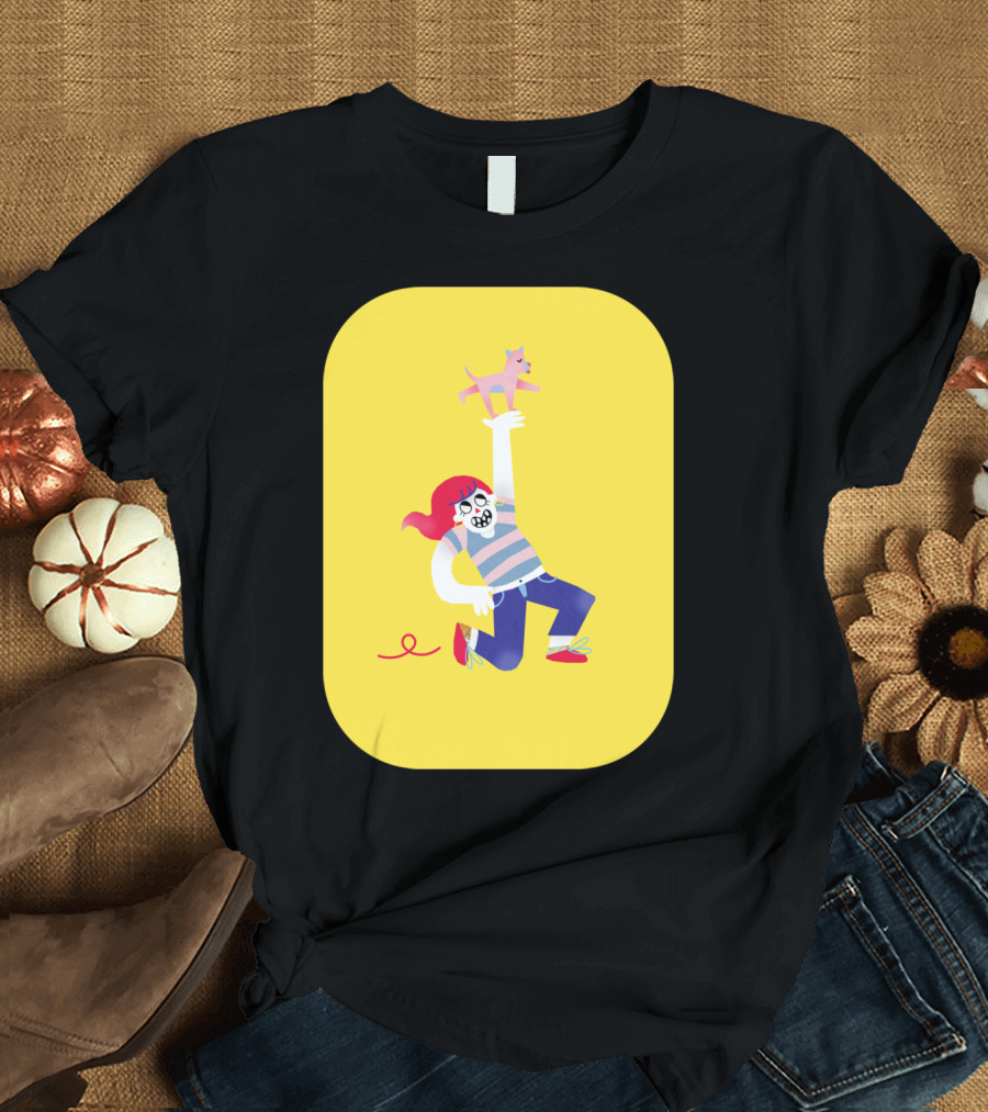 Dog Lover Playful Adventure with Pink Dog T-Shirt