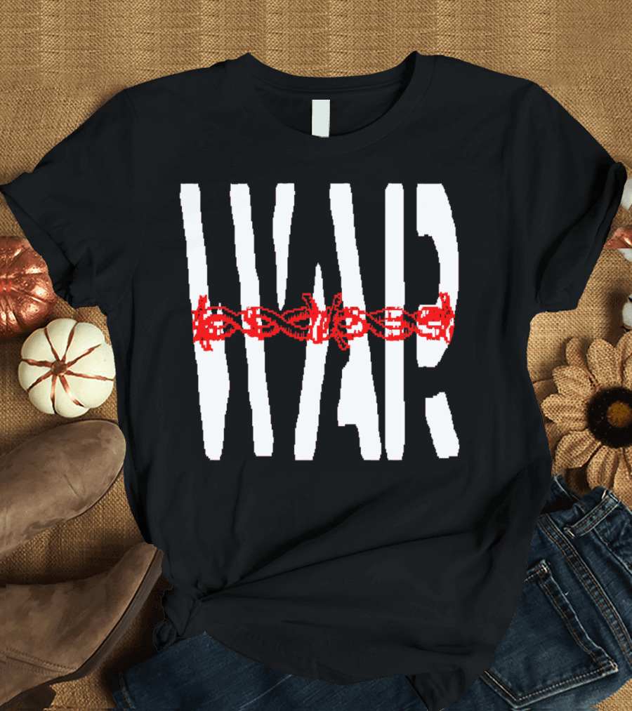 WAR Barbed Wire Red Black Contrast T-Shirt