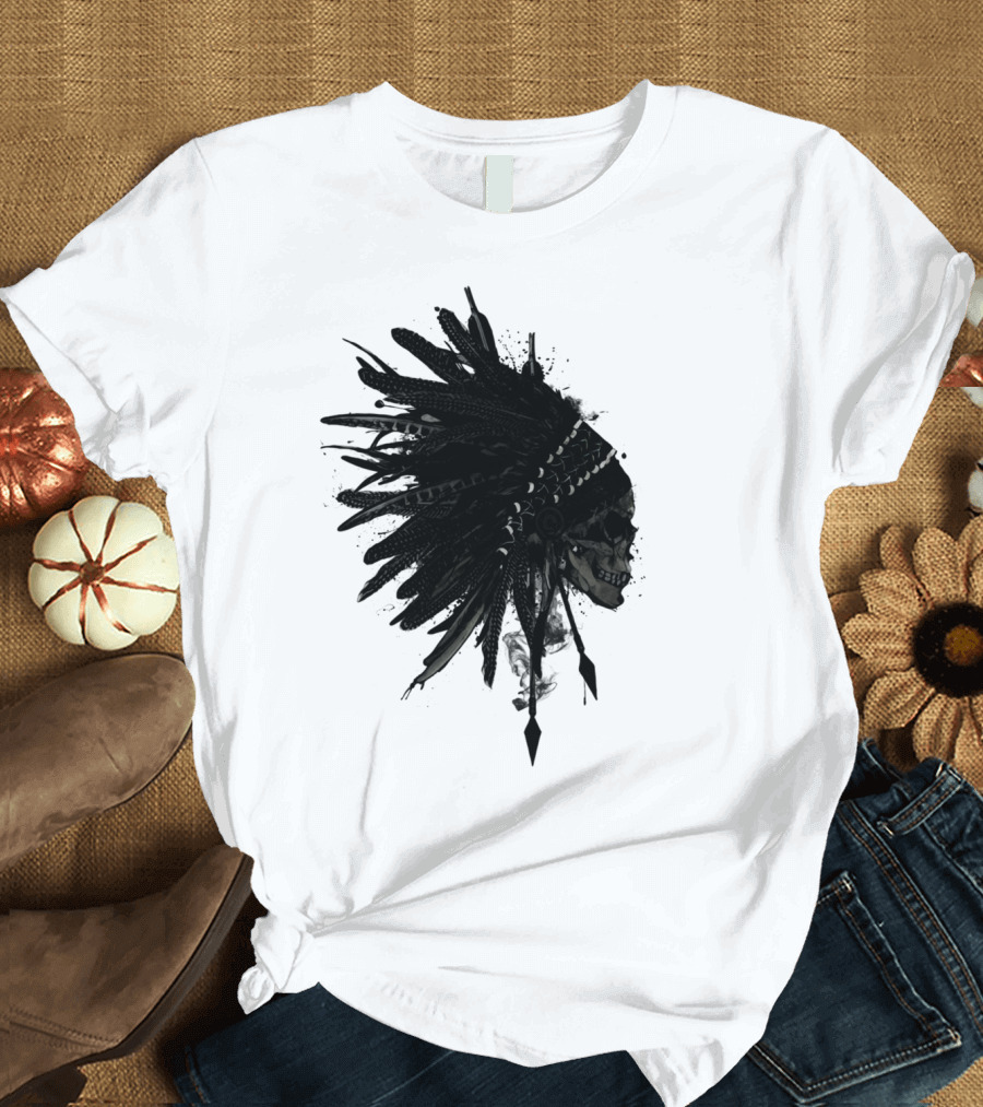 Warbonnet Skull Feathered Headdress T-Shirt