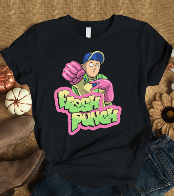 T-Shirt: Fresh Punch Anime Character Bold Glove T-Shirt Fresh Punch Anime Character Bold Glove T-Shirt