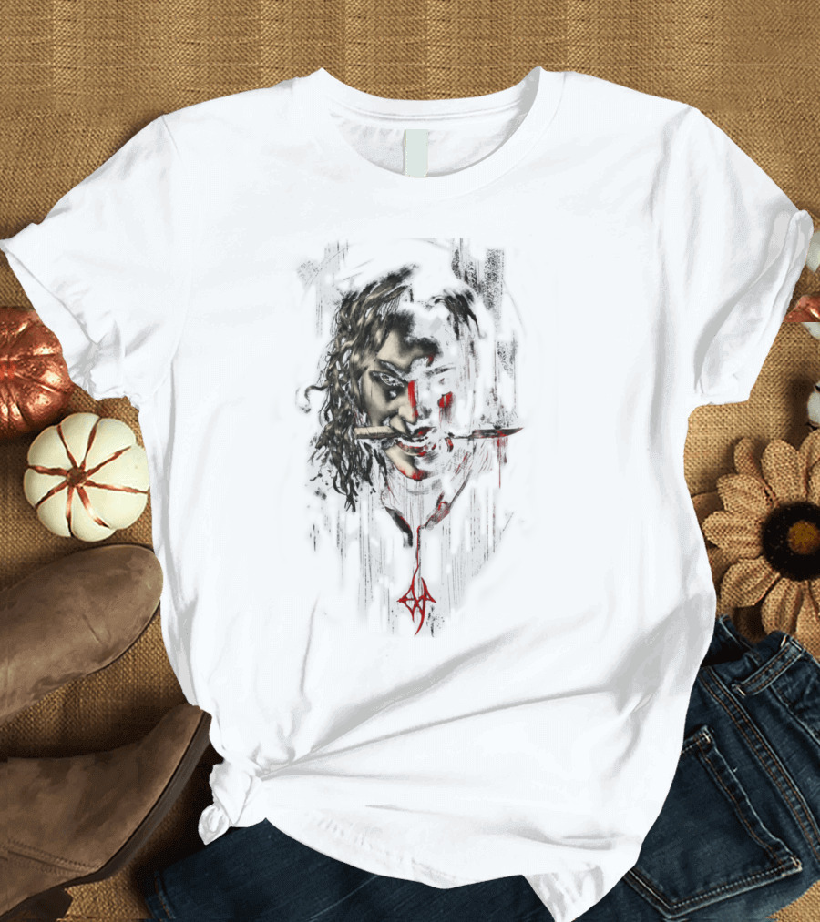 EXPTV Dark Portrait Grinning Face Knife Blood Red Elements T-Shirt