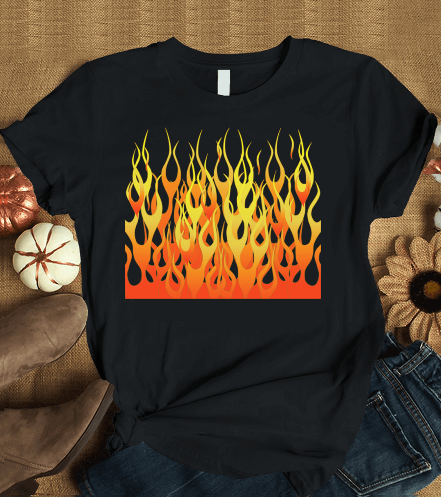 Hot Rod Racing Flames Bold Yellow Orange Fire T-Shirt