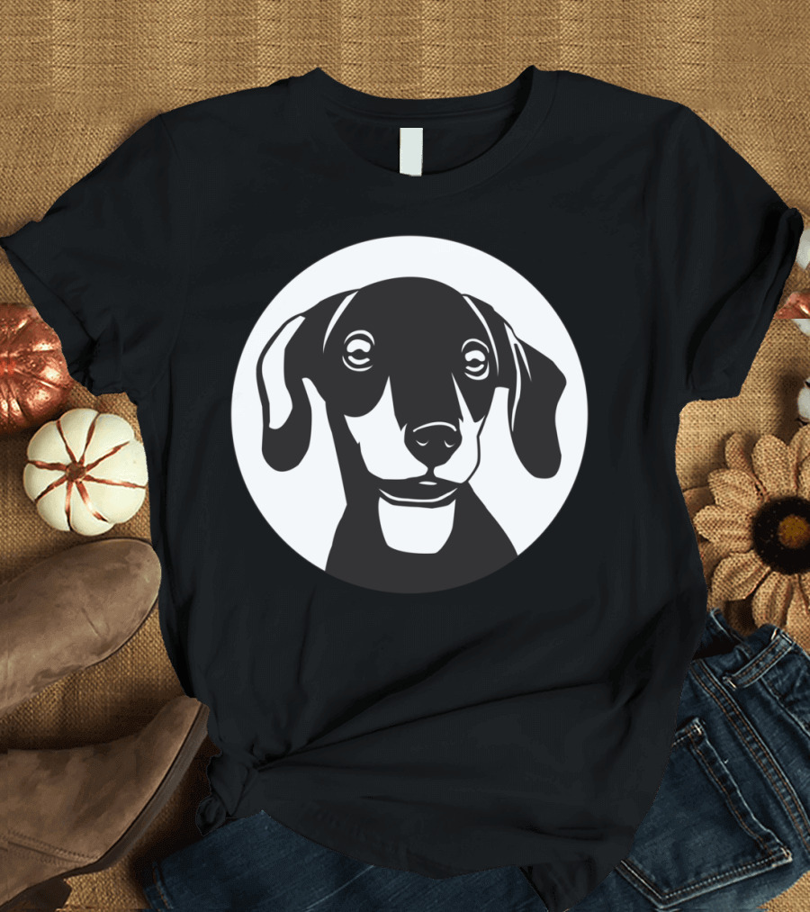 Dachshund Phone Iconic Black and White Dog T-Shirt