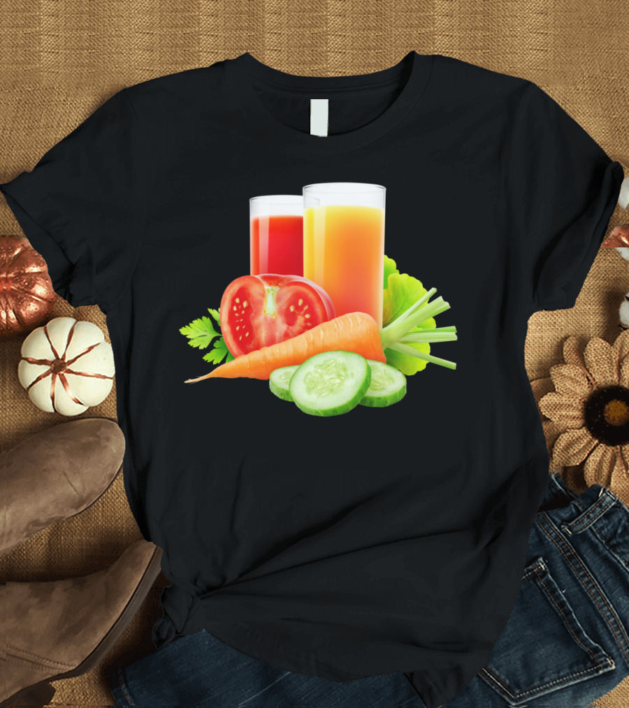 Fresh Vegetable Juices Tomato Carrot Cucumber Glasses T-Shirt