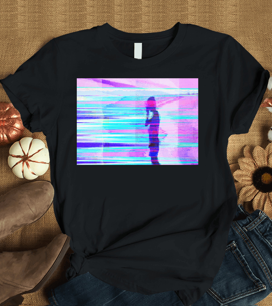 Alias Glitch Effect Silhouette in Vibrant RGB Stripes T-Shirt