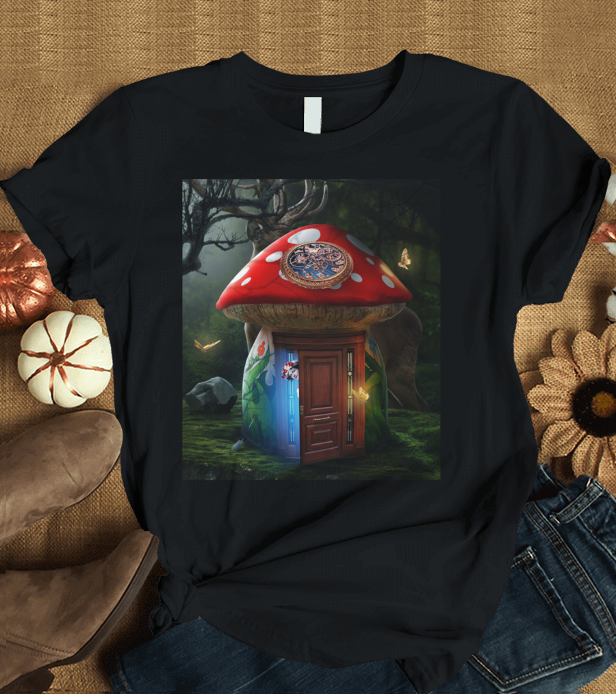 House Fungus Enchanted Mushroom Door Mystery Forest T-Shirt