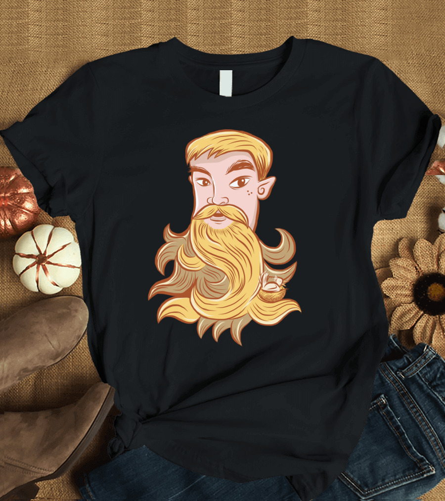Bearded Man with Nesting Bird T-Shirt