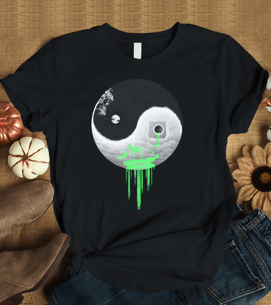 Imbalance Ecosystem Yin Yang with Nature and Urban Divide T-Shirt