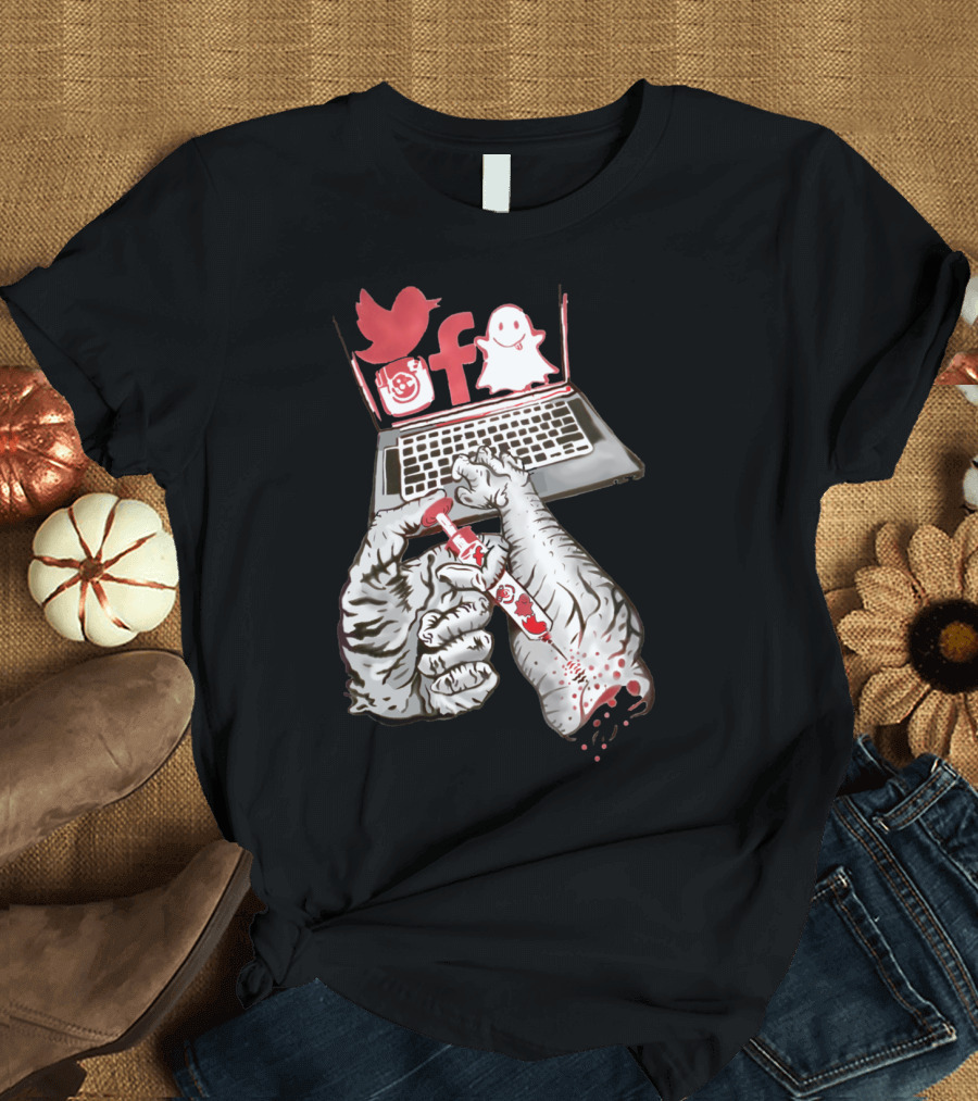 Social Media Addiction Parody Featuring Twitter Facebook Instagram Snapchat Injection T-Shirt